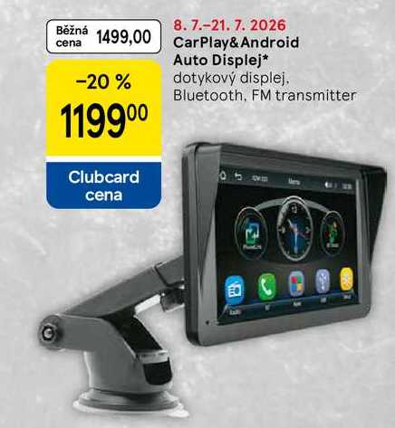 CarPlay& Android Auto Displej, dotykový displej, Bluetooth, FM transmitter