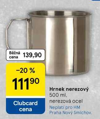 Hrnek nerezový, 500 ml. nerezová ocel