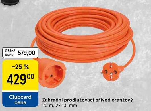 Zahradní prodlužovací přívod oranžový, 20 m, 2x 1,5 mm 