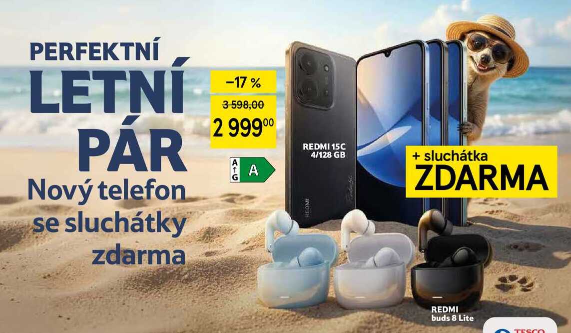 REDMI 15C 4/128 GB + sluchátka ZDARMA 