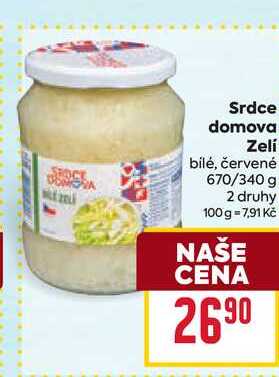 Srdce domova Zelí bílé, červené 670/340 g