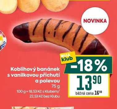 Koblihový banánek s vanilkovou příchutí a polevou 75 g 