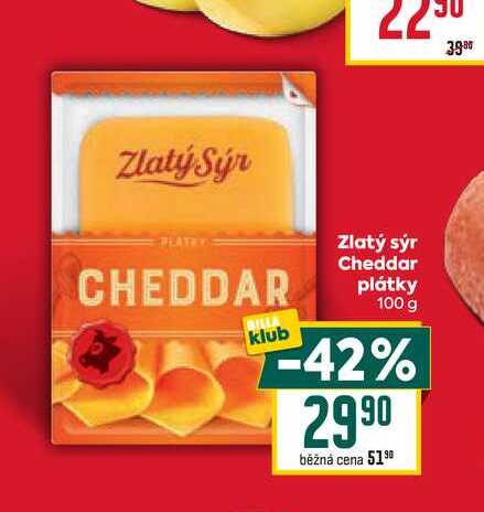 Zlatý sýr Cheddar plátky 100 g