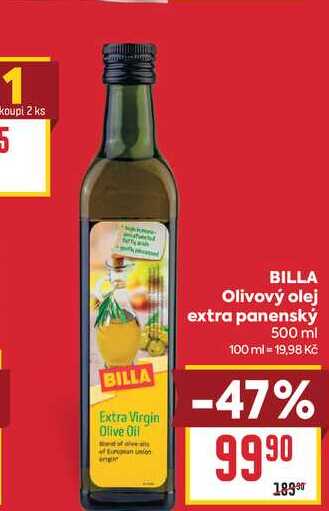 BILLA Olivový olej extra panenský 500 ml 