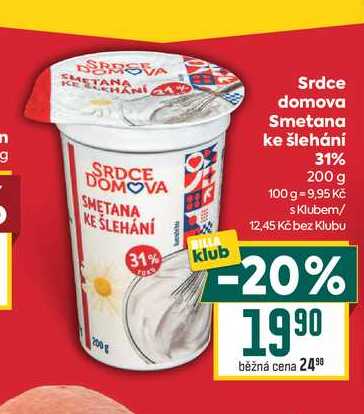 Srdce domova Smetana ke šlehání 31% 200 g