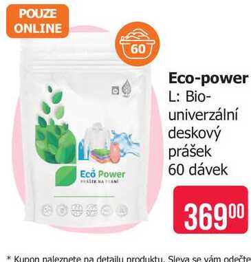 Eco-power L: Bio- univerzální deskový prášek 60 dávek