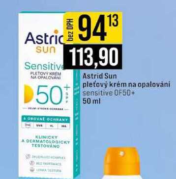 Astrid Sun pleťový krém na opalování sensitive OF50+ 50 ml