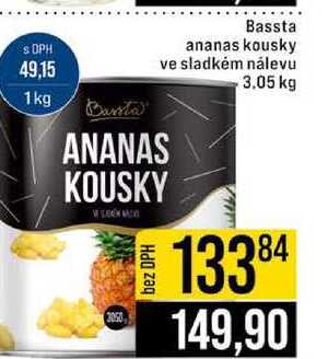 Bassta ananas kousky ve sladkém nálevu 3.05 kg