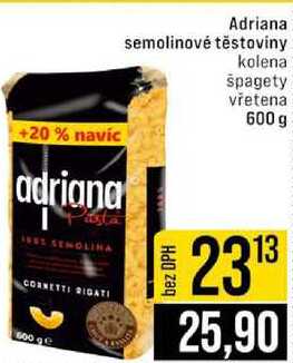 Adriana semolinové těstoviny kolena špagety vřetena 600 g