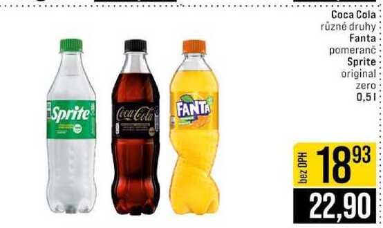 Coca Cola různé druhy Fanta pomeranč Sprite original zero 0,5l