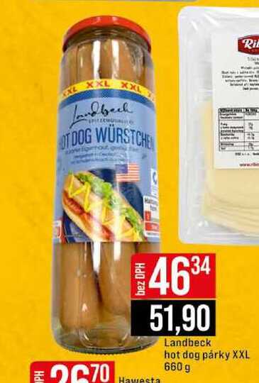 Landbeck hot dog párky XXL 660 g