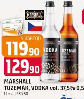 MARSHALL TUZEMÁK, VODKA vol. 37,5% 0,5 l v akci
