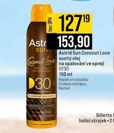 Astrid Sun Coconut Love suchý olej na opalování ve spreji Of30 150 ml 