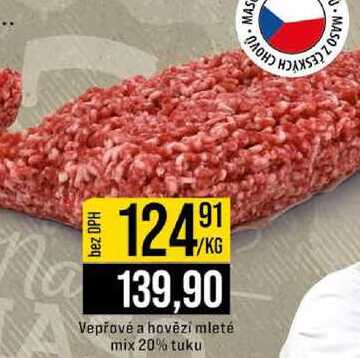 Vepřové a hovězí mleté mix 20% tuku 1kg