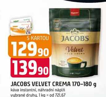 JACOBS VELVET CREMA 170-180 g káva instantní, náhradní náplň