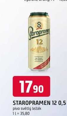 STAROPRAMEN 12° 0,5l pivo světlý ležák