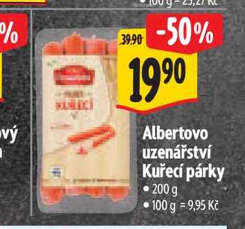 Albertovo uzenářství Kuřecí párky 200 g