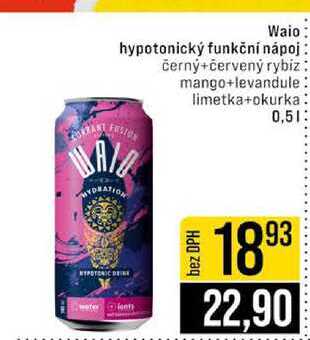 Waio hypotonický funkční nápoj černý+červený rybiz mango+levandule limetka+okurka 0,5l