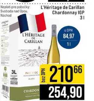 L'Héritage de Carillan Chardonnay IGP 3l
