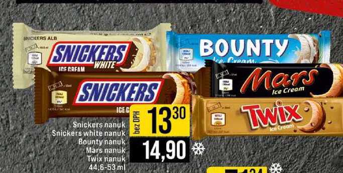 Snickers nanuk Snickers white nanuk Bounty nanuk Mars nanuk Twix nanuk 44,6-53 ml