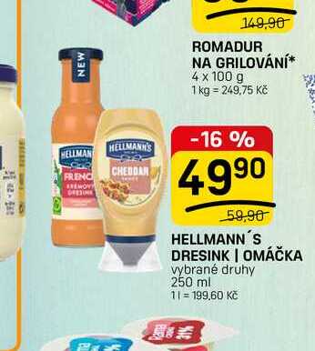 HELLMANN'S DRESINK | OMÁČKA vybrané druhy 250 ml