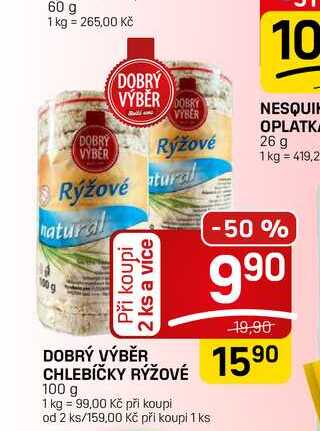DOBRÝ VÝBĚR CHLEBÍČKY RÝŽOVÉ 100 g