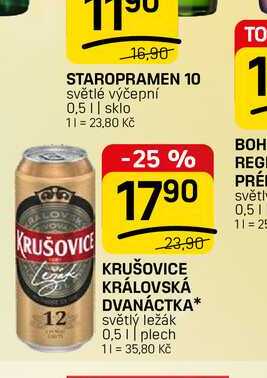 KRUŠOVICE KRÁLOVSKÁ DVANÁCTKA* světlý ležák 0,5l, plech  v akci