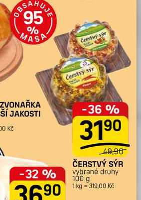 ČERSTVÝ SÝR vybrané druhy 100 g