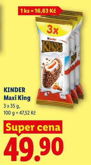 KINDER Maxi King, 3x 35 g