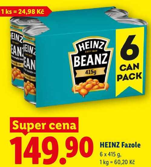 HEINZ Fazole, 6x 415 g