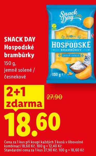 SNACK DAY Hospodské brambůrky, 150 g