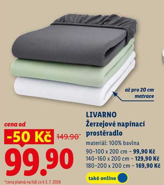 LIVARNO žerzejové napínací prostěradlo