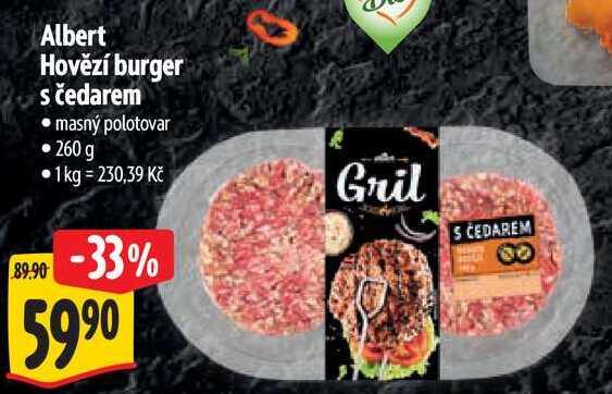 Albert Hovězí burger s čedarem, 260 g