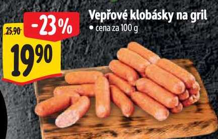 Vepřové klobásky na gril, cena za 100 g