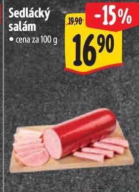 Sedlácký salám, cena za 100 g