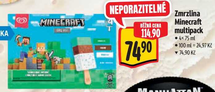 Zmrzlina Minecraft multipack, 4x 75 ml