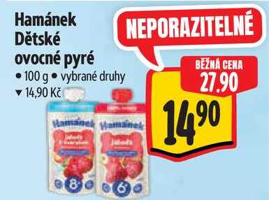 Hamánek Dětské ovocné pyré, 100 g