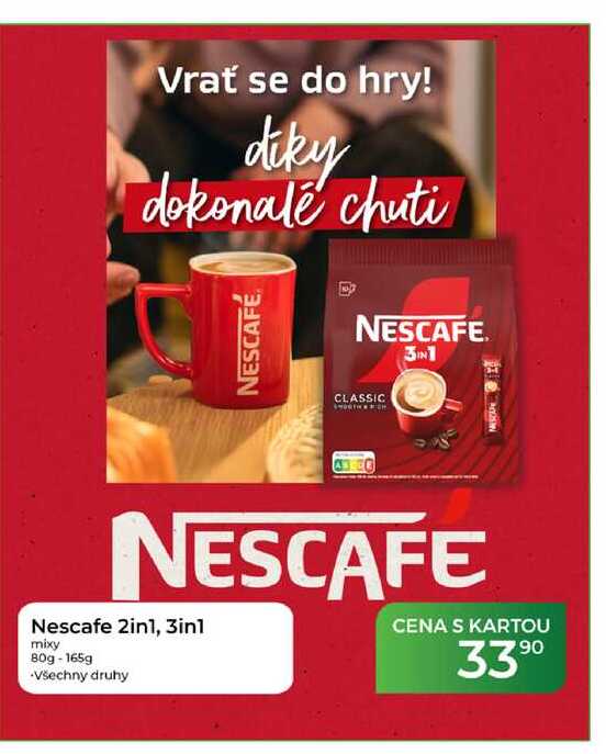 Nescafe 2in1, 3in1 mixy 80g-165g