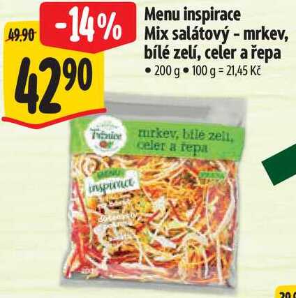 Menu inspirace Mix salátový -mrkev, bílé zelí, celer a řepa, 200 g