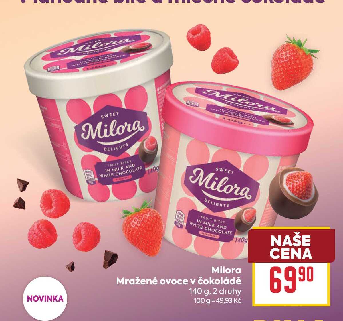 Milora Mražené ovoce v čokoládě 140 g
