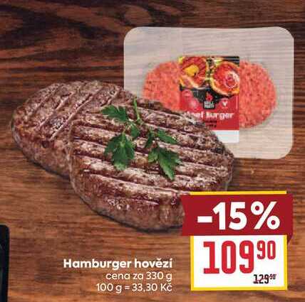 Hamburger hovězí cena za 330 g
