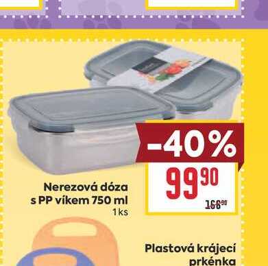 Nerezová dóza s PP víkem 750 ml