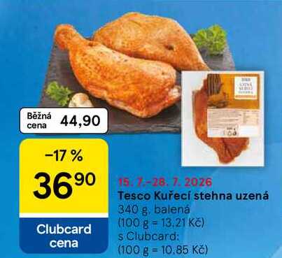 Tesco Kuřecí stehna uzená, 340 g, balená