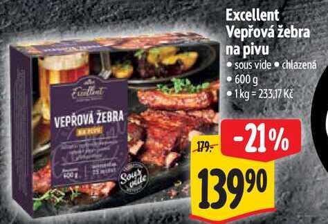 Excellent Vepřová žebra na pivu, 600 g