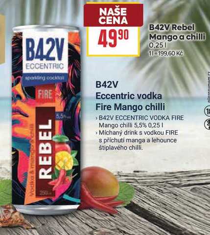 B42V Eccentric vodka Fire Mango chilli 5,5% 0,25l