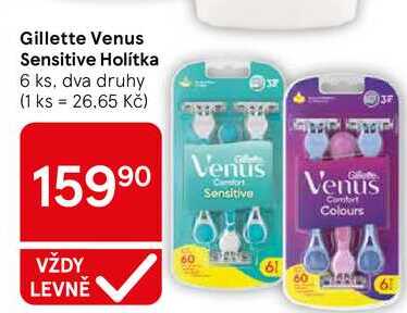 Gillette Venus Sensitive Holítka, 6 ks, dva druhy