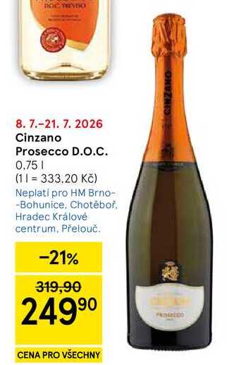 Cinzano Prosecco D.O.C., 0.75 l