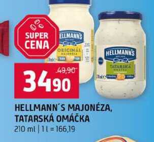 HELLMANN'S MAJONÉZA, TATARSKÁ OMÁČKA 210 ml
