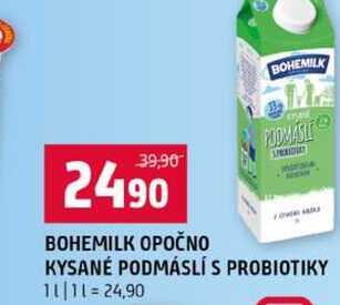 BOHEMILK OPOČNO KYSANÉ PODMÁSLÍ S PROBIOTIKY 1l v akci