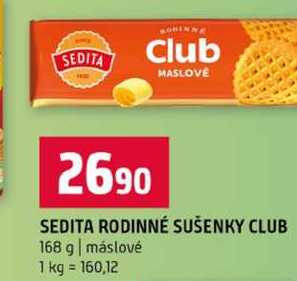 SEDITA RODINNÉ SUŠENKY CLUB 168 g máslové